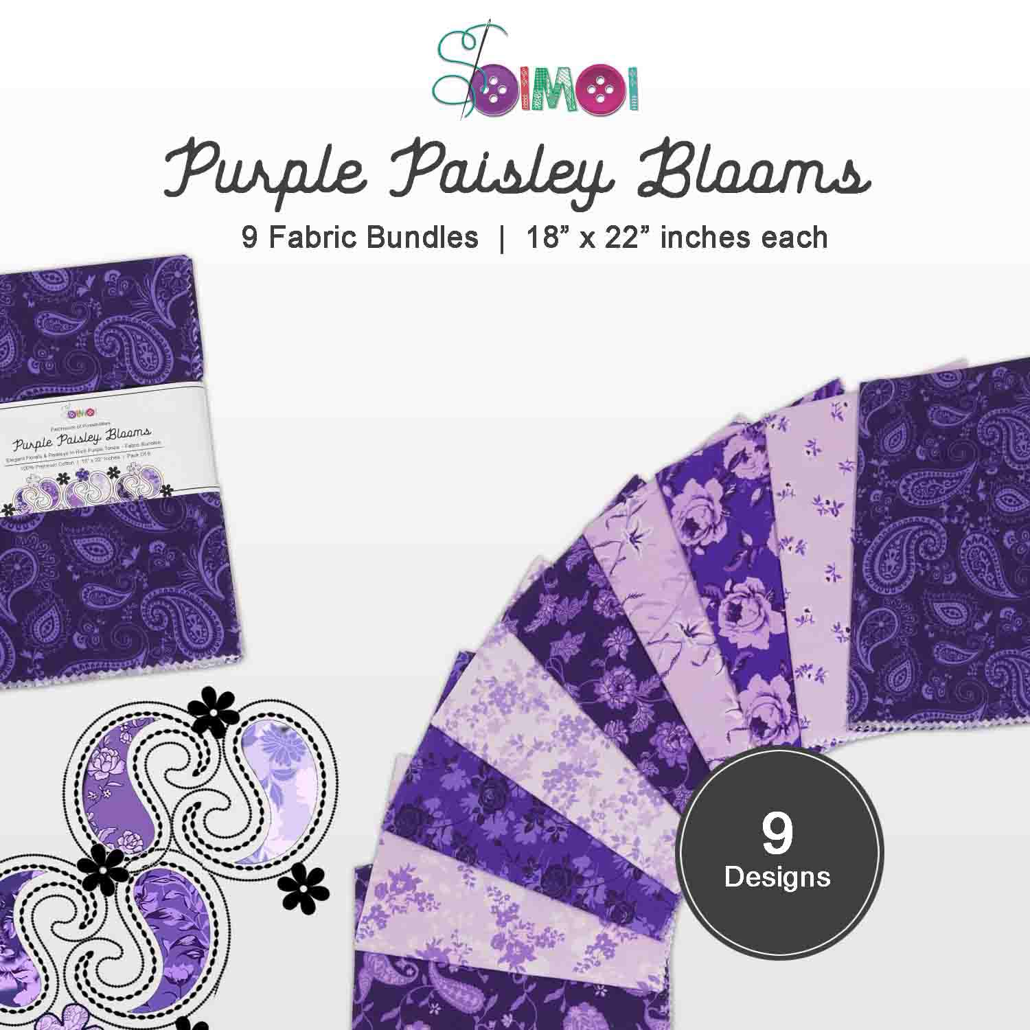 Amazon.com: 9Pcs Fat Quarter Bundle 100% Cotton Fabric for